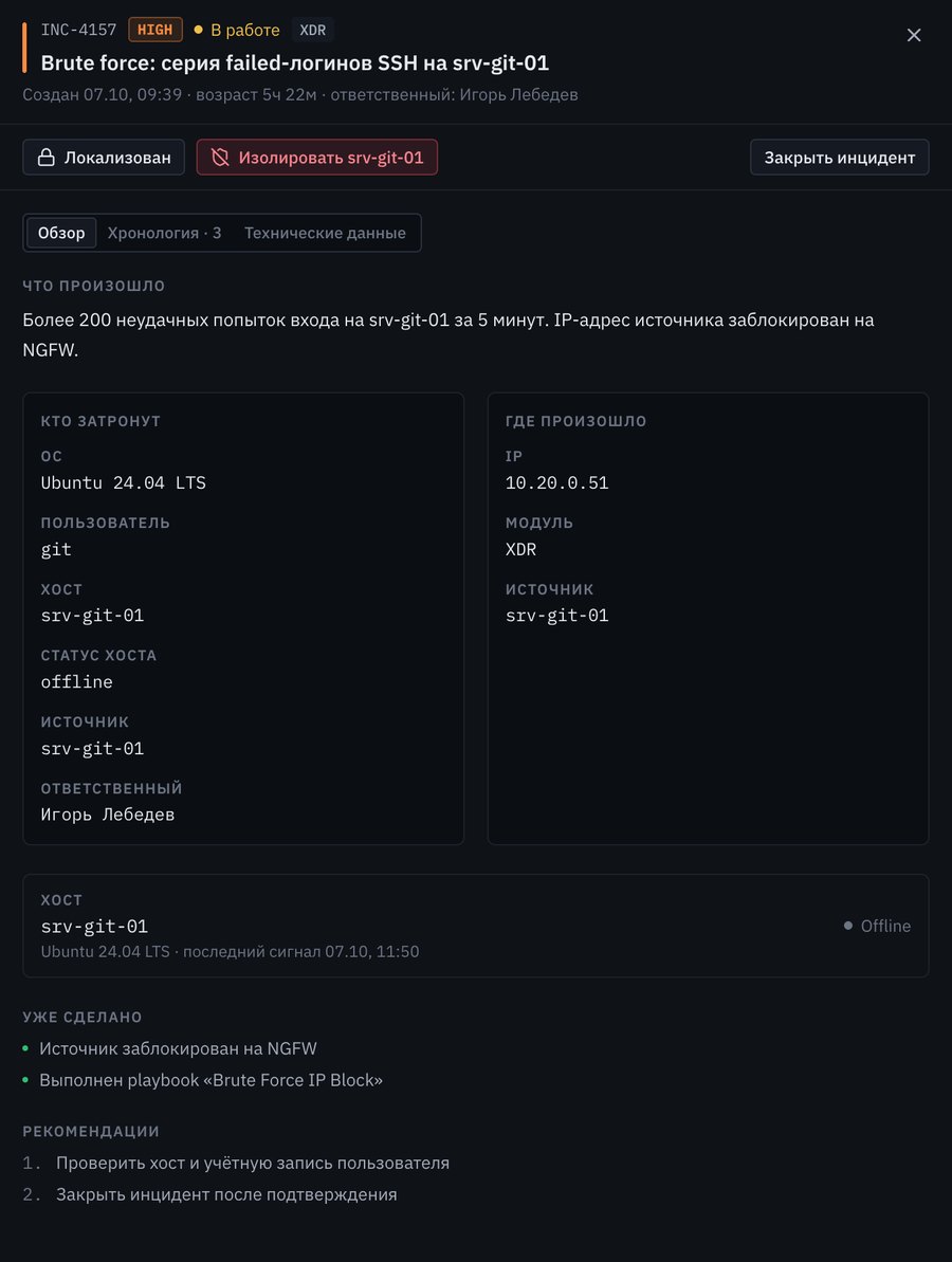 Карточка инцидента в Pabion: что произошло, кто затронут, что уже сделано